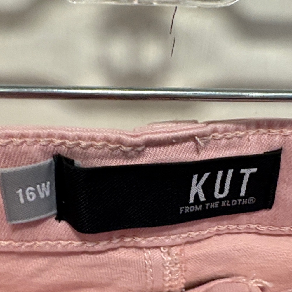 Kut from the Kloth Amy Crop Straight Leg Light Pale Pink Cuffed Pants 16W - Picture 6 of 9